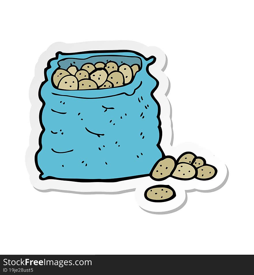 sticker of a cartoon sack of potatoes