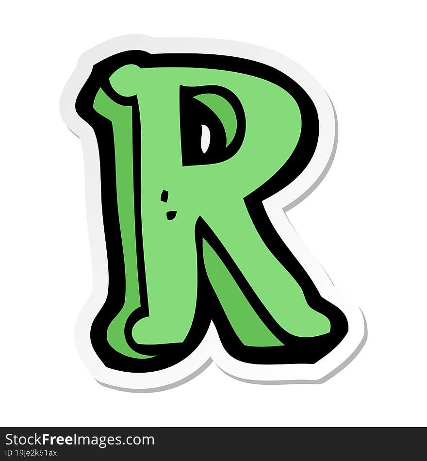 Sticker Of A Cartoon Letter R