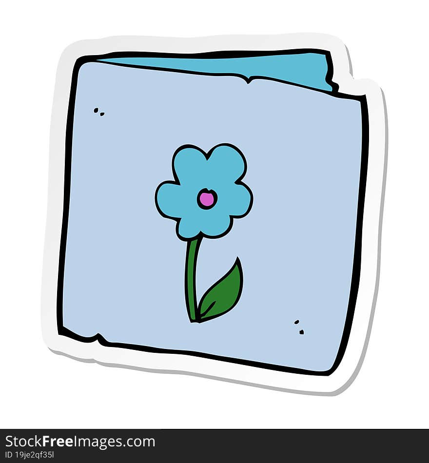 Sticker Of A Cartoon Flower Greeting Card