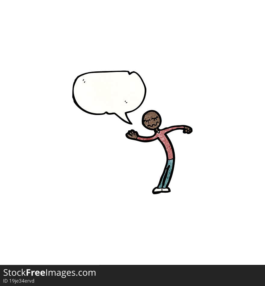 cartoon stick man with speech bubble