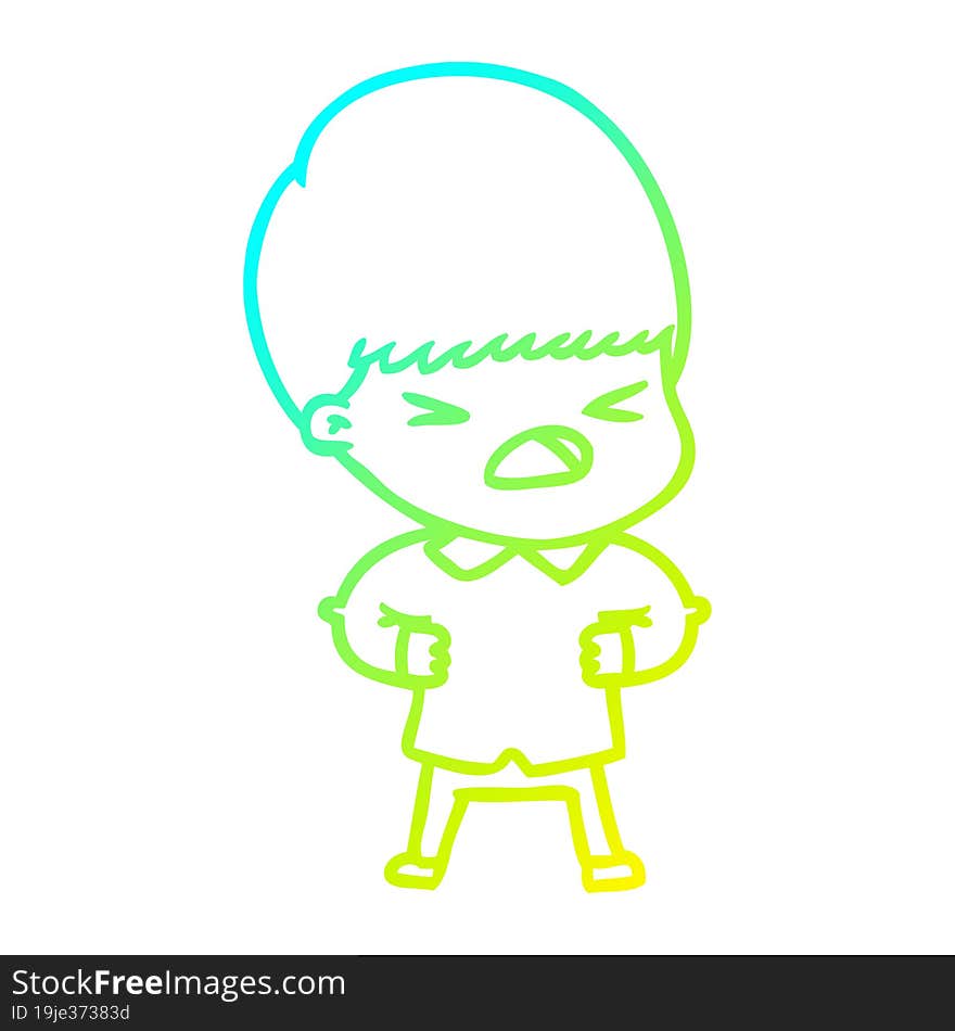 cold gradient line drawing cartoon stressed man