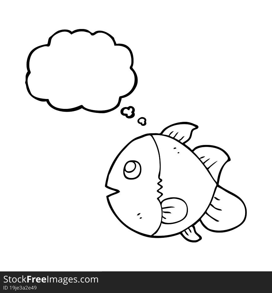 freehand drawn thought bubble cartoon fish