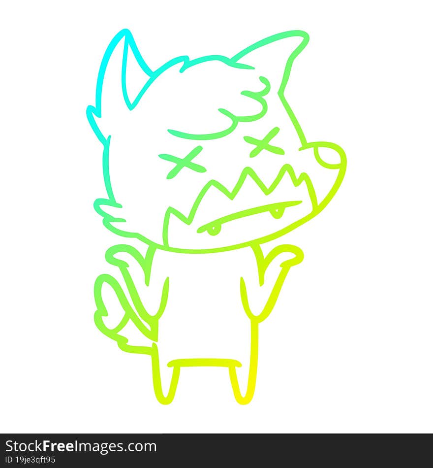 Cold Gradient Line Drawing Cartoon Dead Fox