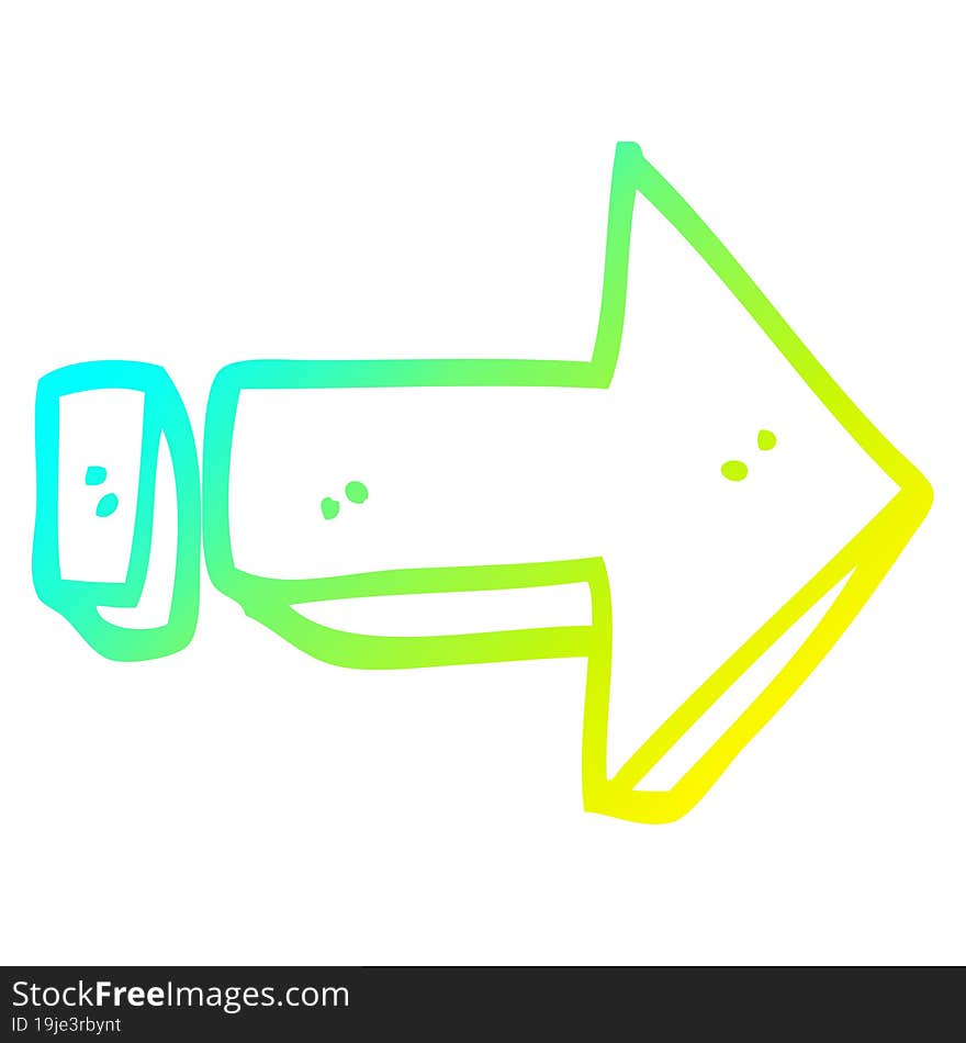 cold gradient line drawing cartoon arrow pointing direction