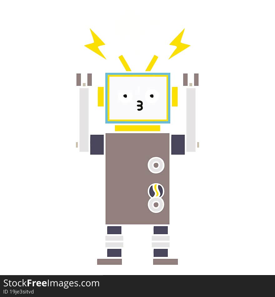 Flat Color Retro Cartoon Robot