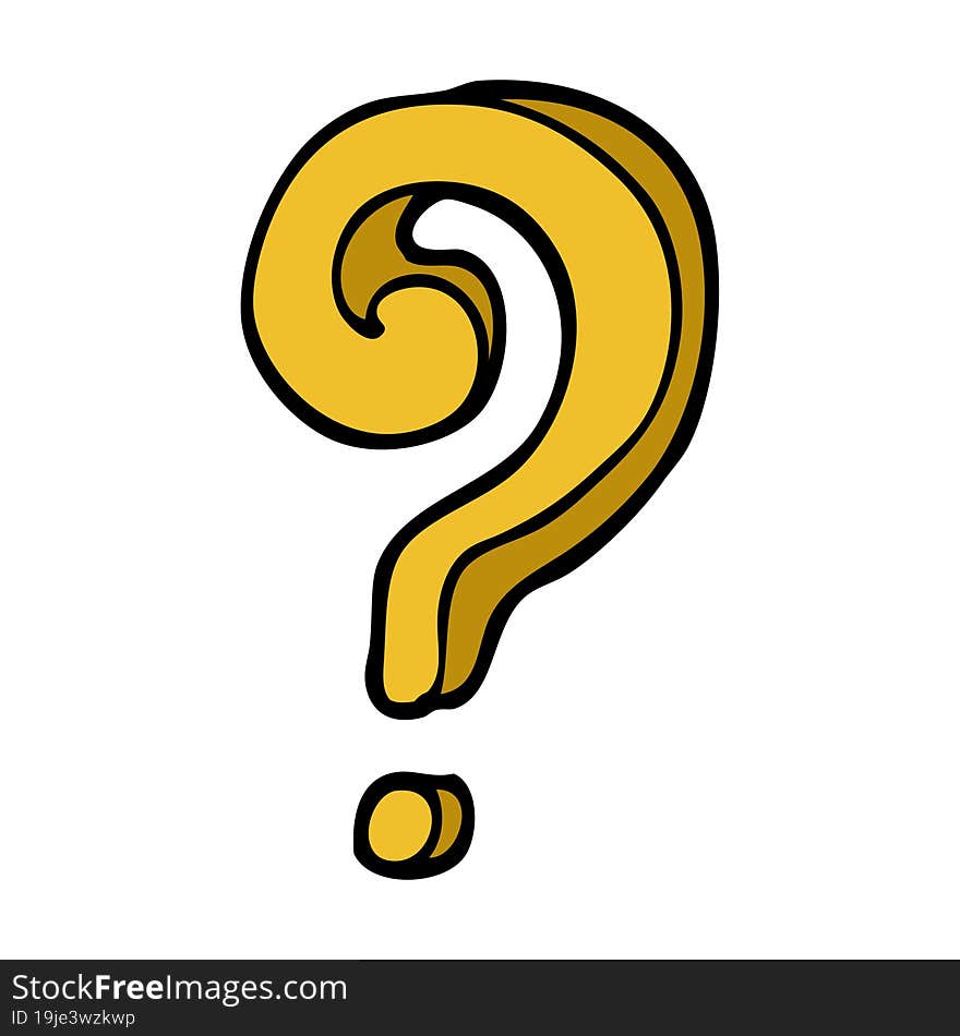 Hand Drawn Doodle Style Cartoon Question Mark