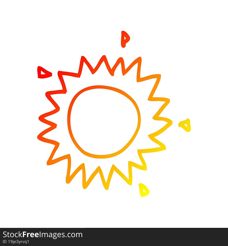 warm gradient line drawing of a cartoon sun