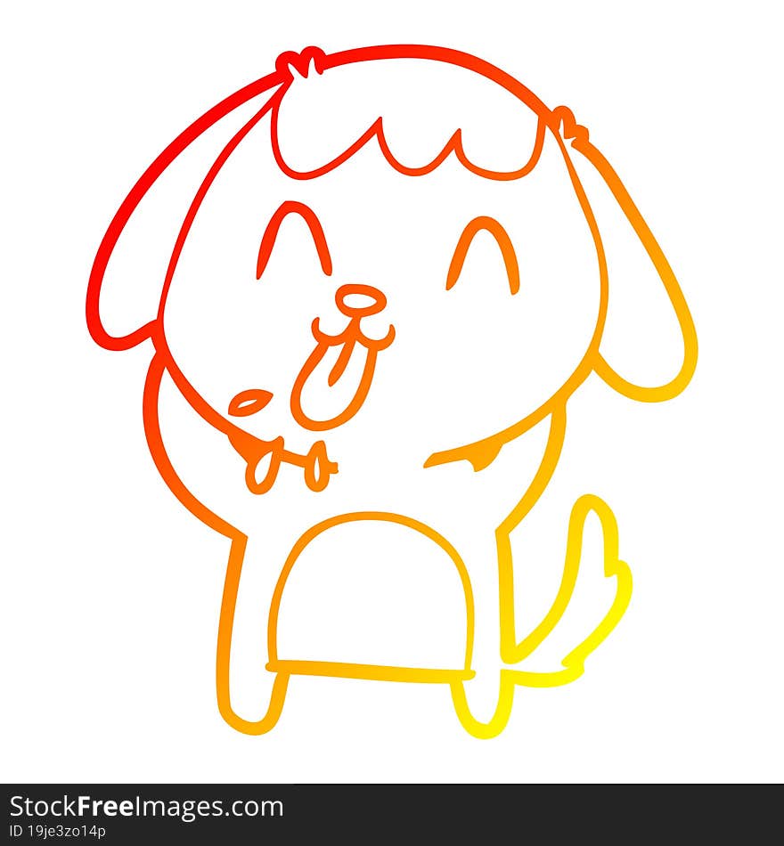 Warm Gradient Line Drawing Cute Cartoon Dog