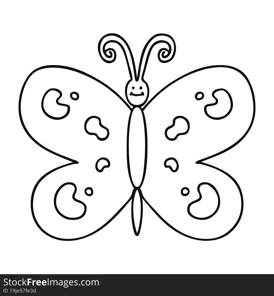 quirky line drawing cartoon butterfly