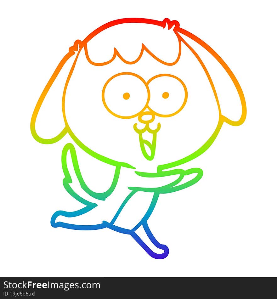 Rainbow Gradient Line Drawing Cute Cartoon Dog