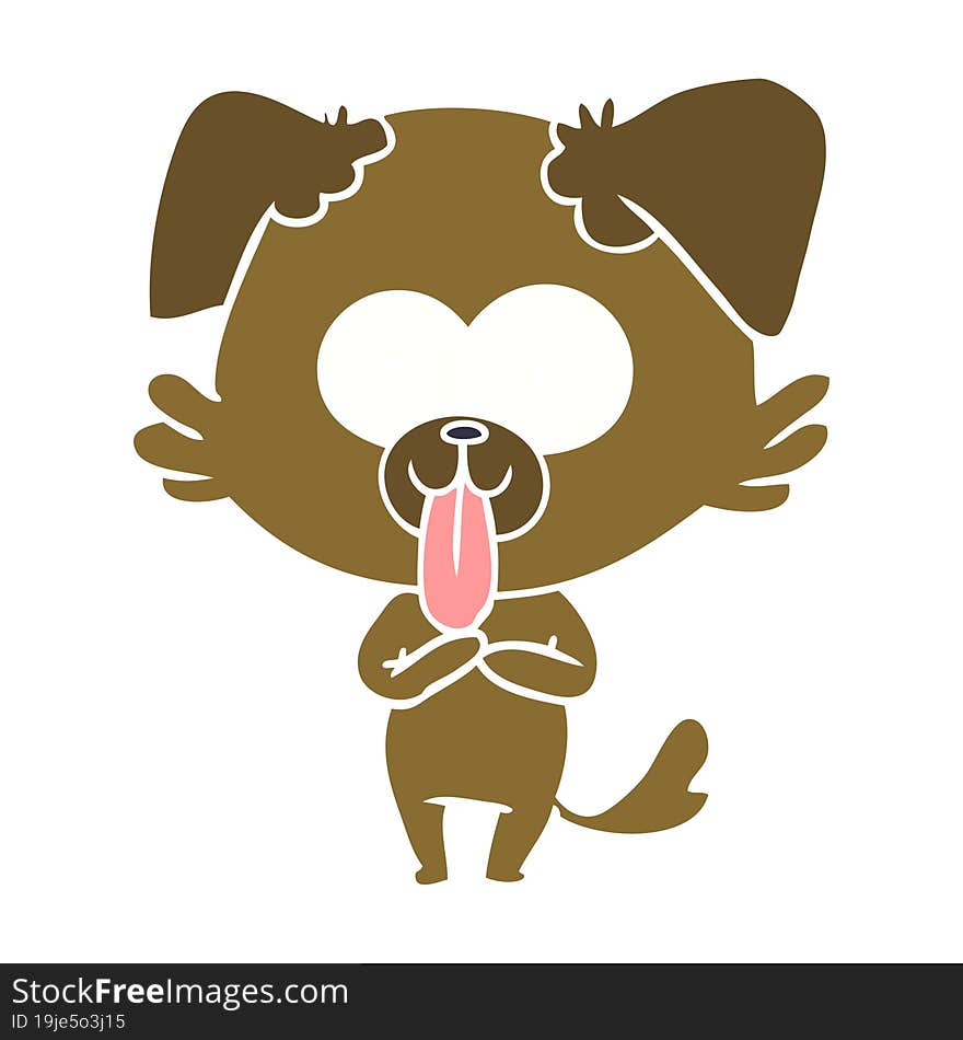 Flat Color Style Cartoon Dog With Tongue Sticking Out