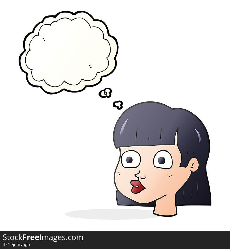 thought bubble cartoon female face