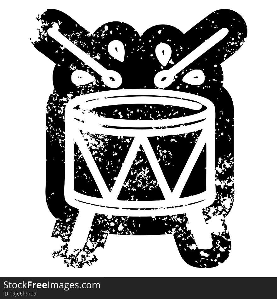 beating drum distressed icon symbol