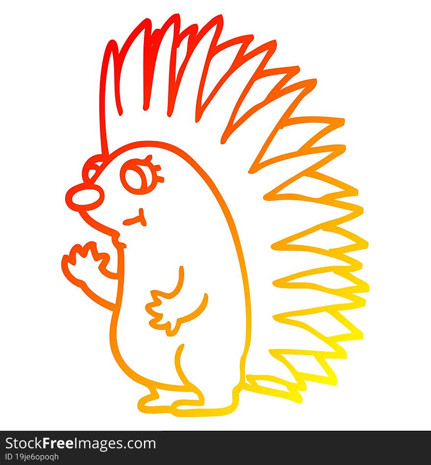 warm gradient line drawing cartoon spiky hedgehog