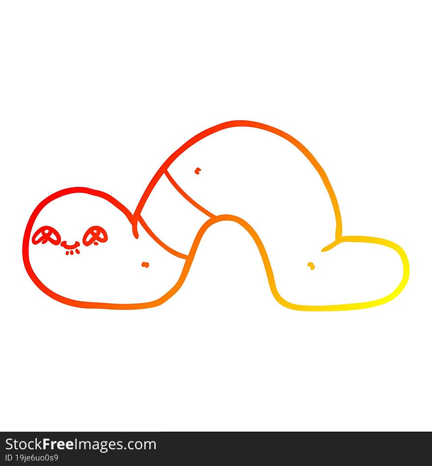 warm gradient line drawing of a cartoon worm