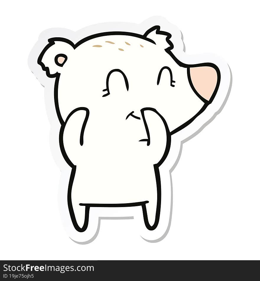 sticker of a giggling polar bear cartoon