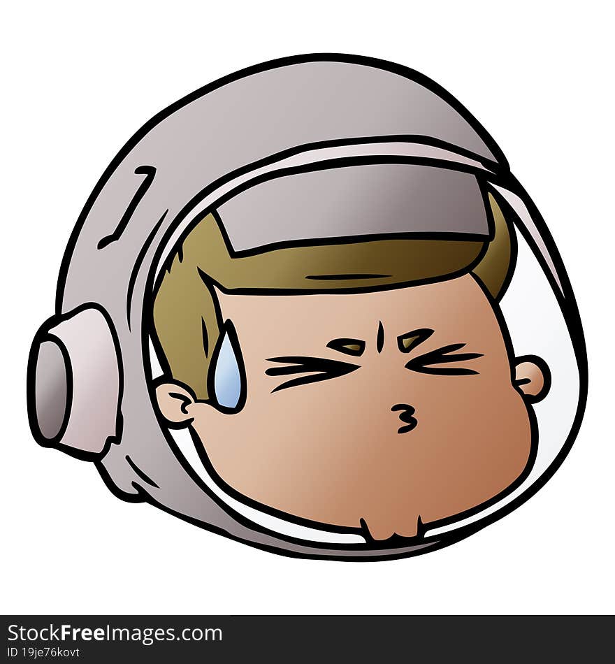 cartoon stressed astronaut face. cartoon stressed astronaut face