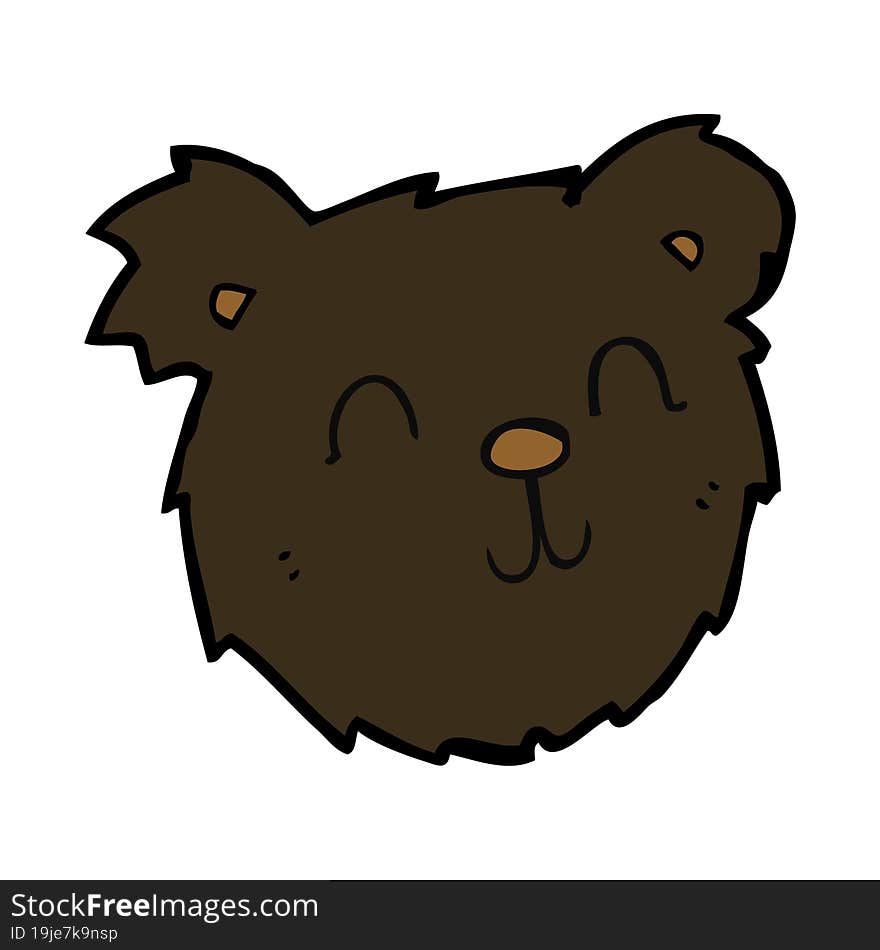 Cartoon Happy Black Bear Face