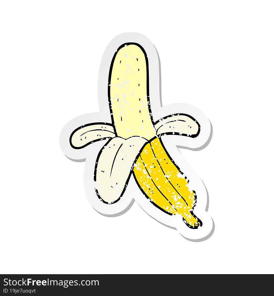 retro distressed sticker of a cartoon peeled banana