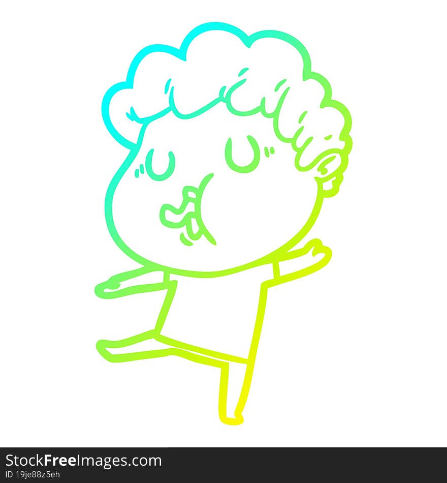 cold gradient line drawing cartoon man singing