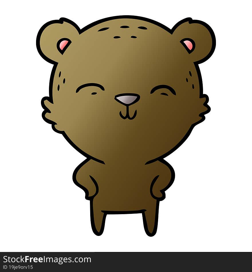 happy cartoon bear with hands on hips. happy cartoon bear with hands on hips