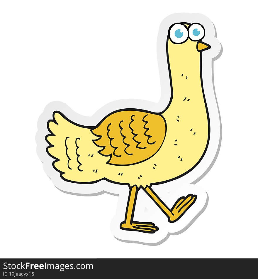 Sticker Of A Cartoon Bird