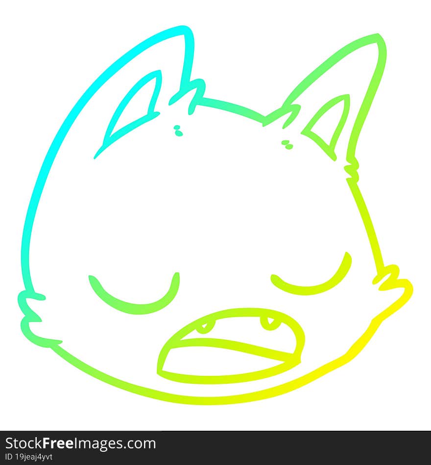 cold gradient line drawing cartoon cat face