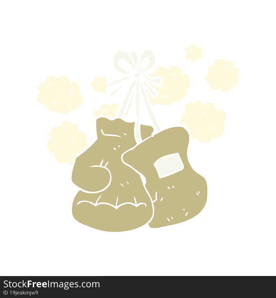 flat color illustration of boxing old gloves. flat color illustration of boxing old gloves