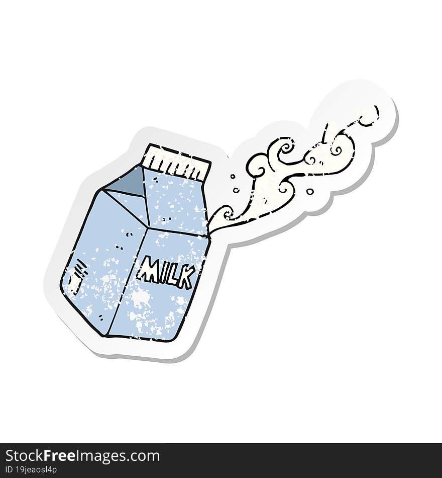 Retro Distressed Sticker Of A Cartoon Milk Carton