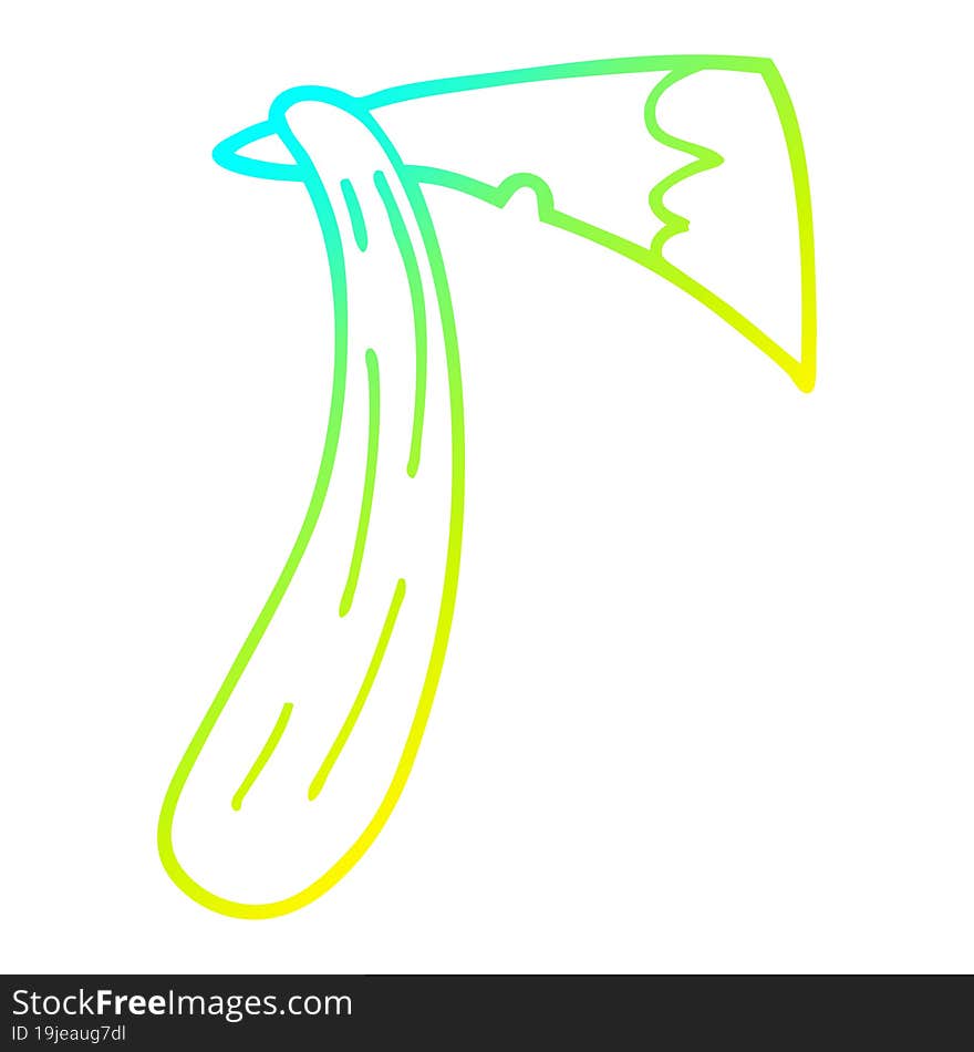 cold gradient line drawing cartoon of an axe