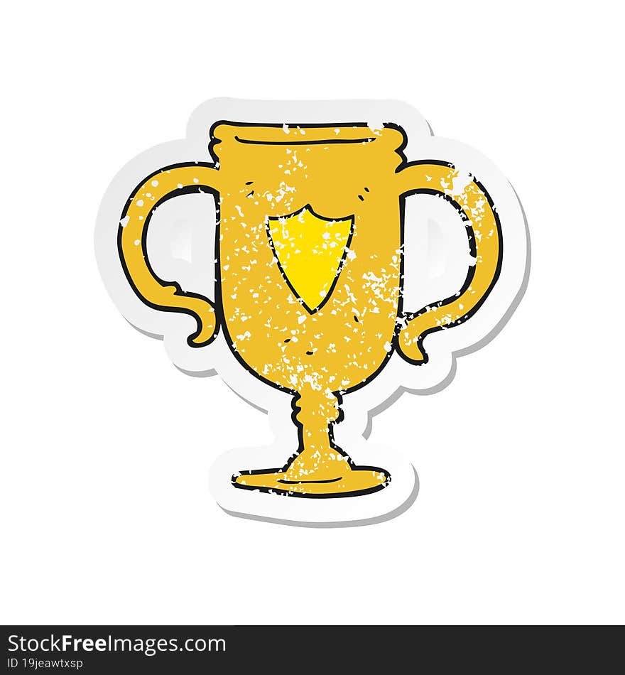 retro distressed sticker of a cartoon sports trophy