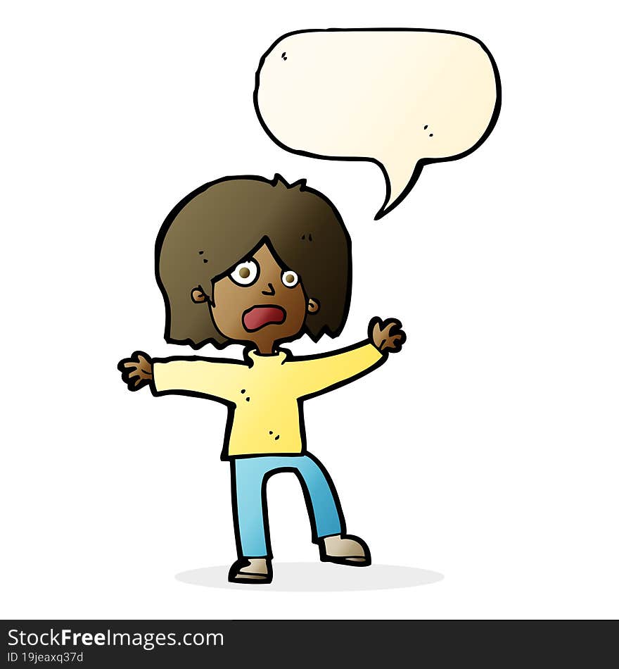 Cartoon Unhappy Person With Speech Bubble