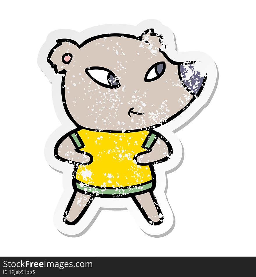 distressed sticker of a cute cartoon bear