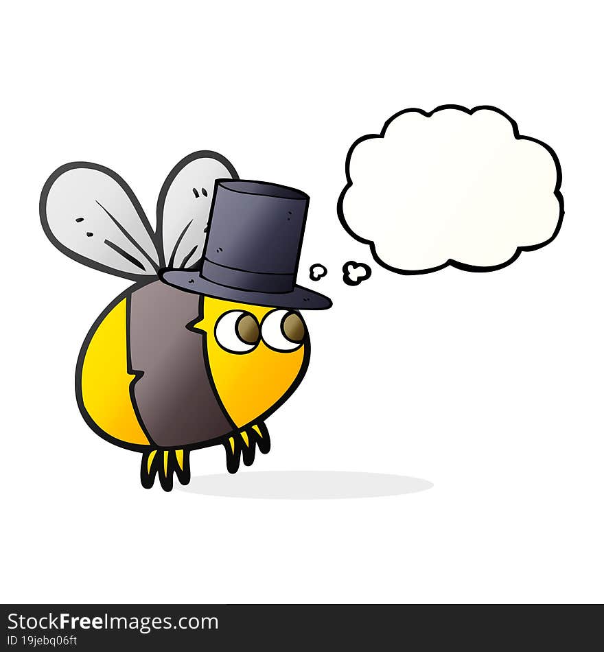 thought bubble cartoon bee in top hat