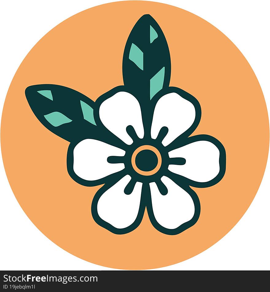 tattoo style icon of a flower