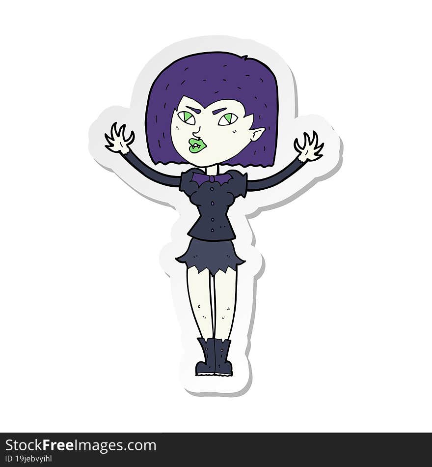 sticker of a cartoon vampire girl