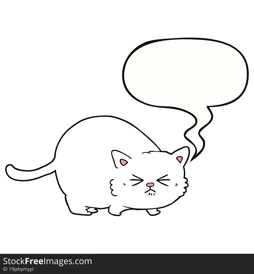 cartoon angry cat and speech bubble