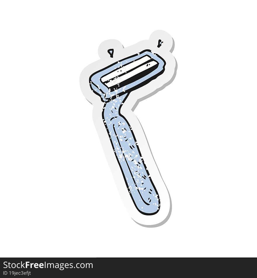 retro distressed sticker of a cartoon razor