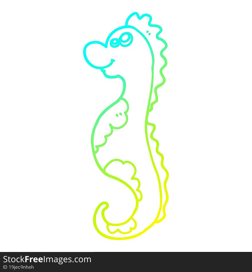 cold gradient line drawing cartoon sea horse