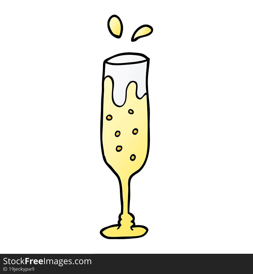 Cartoon Doodle Glass Of Champagne