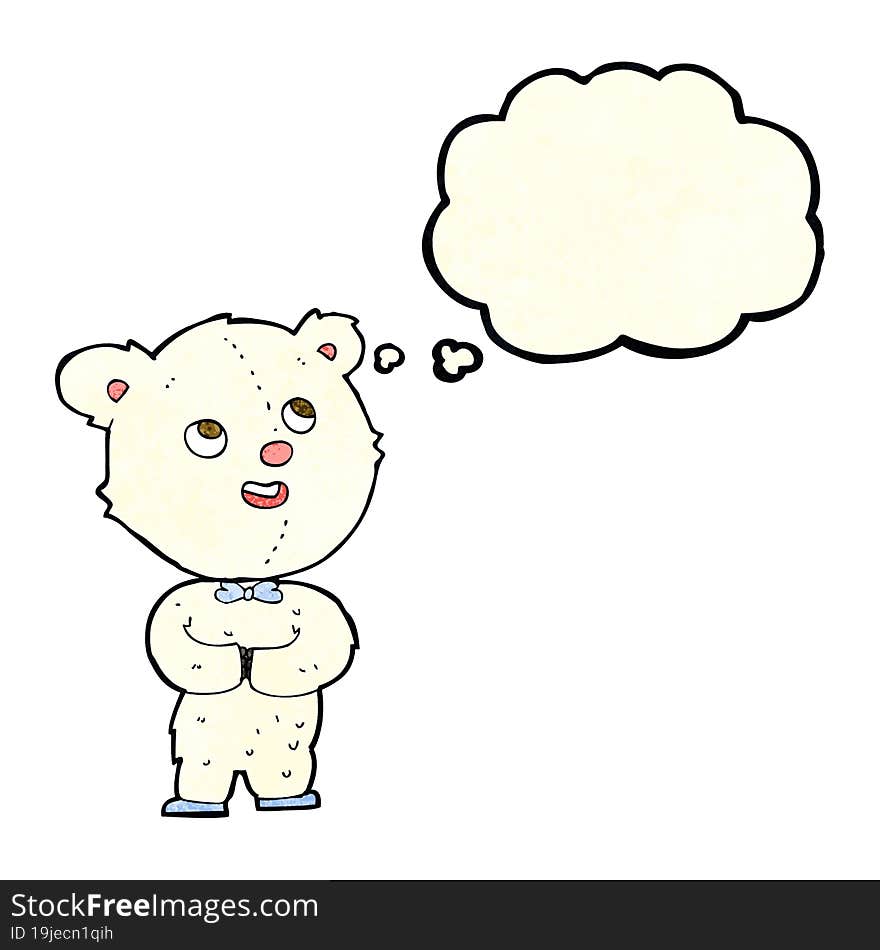 cartoon cute teddy bear with thought bubble