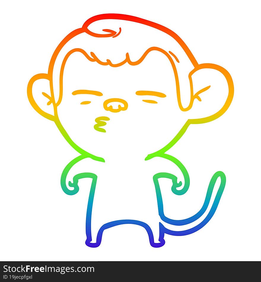 rainbow gradient line drawing cartoon suspicious monkey