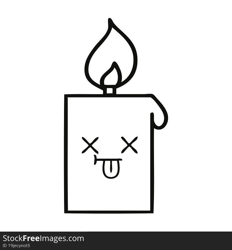 line drawing cartoon lit candle