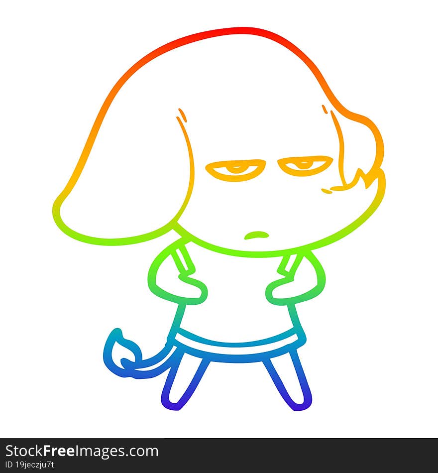 rainbow gradient line drawing annoyed cartoon elephant