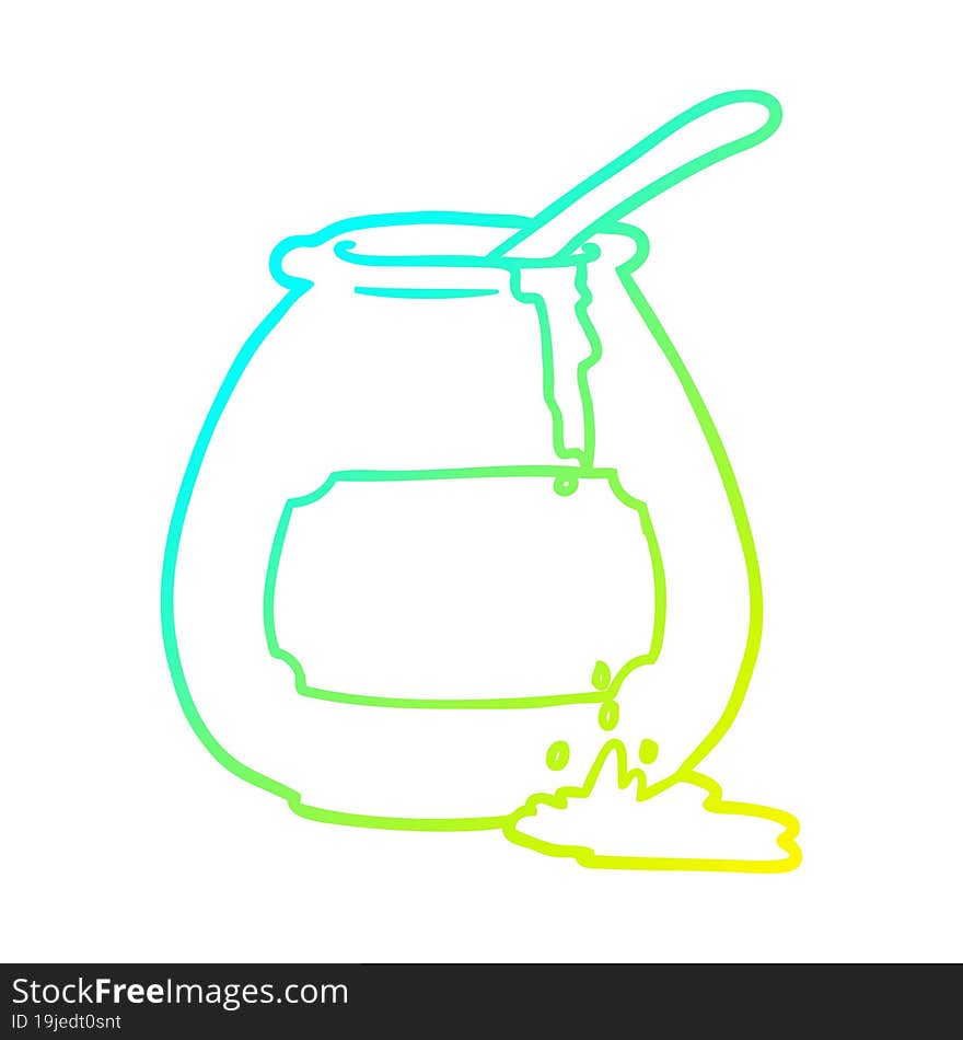 cold gradient line drawing of a honey pot