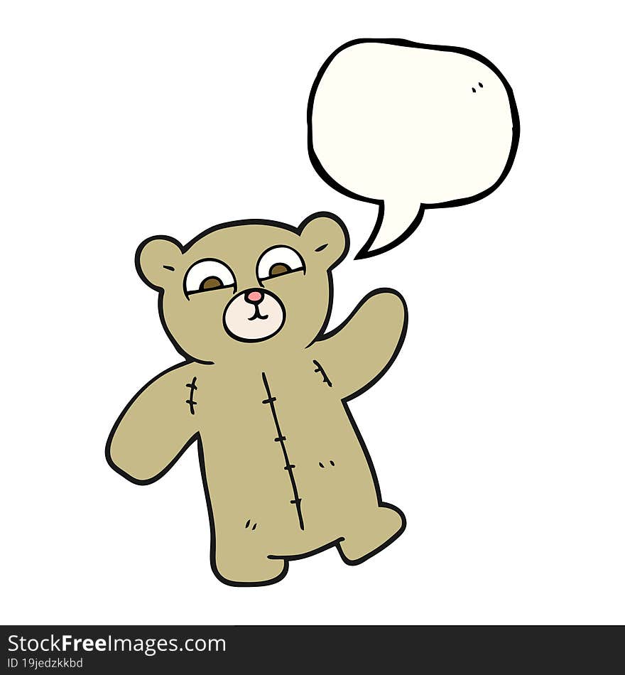 freehand drawn speech bubble cartoon teddy bear