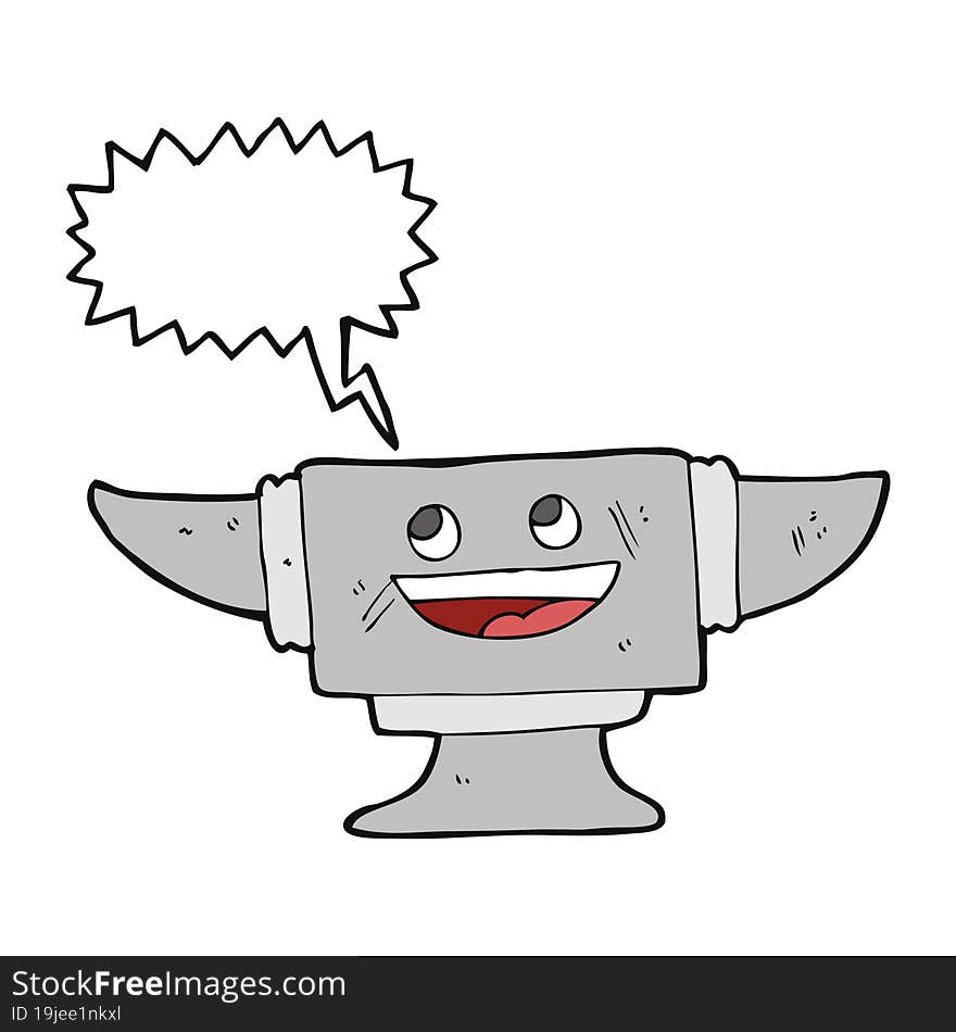 cartoon blacksmith anvil with speech bubble