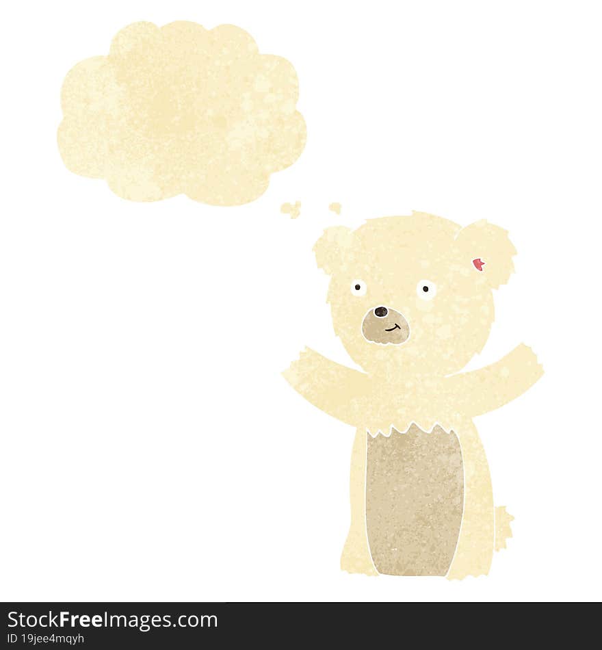 cartoon polar bear cub with thought bubble