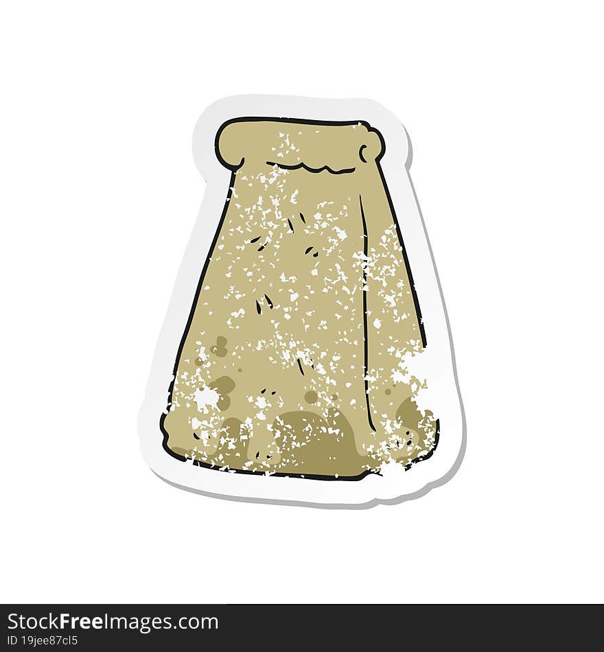 Retro Distressed Sticker Of A Cartoon Paper Bag