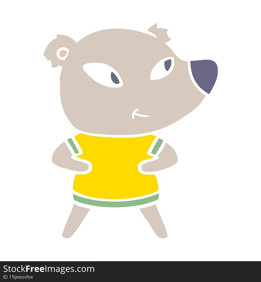 Cute Flat Color Style Cartoon Bear